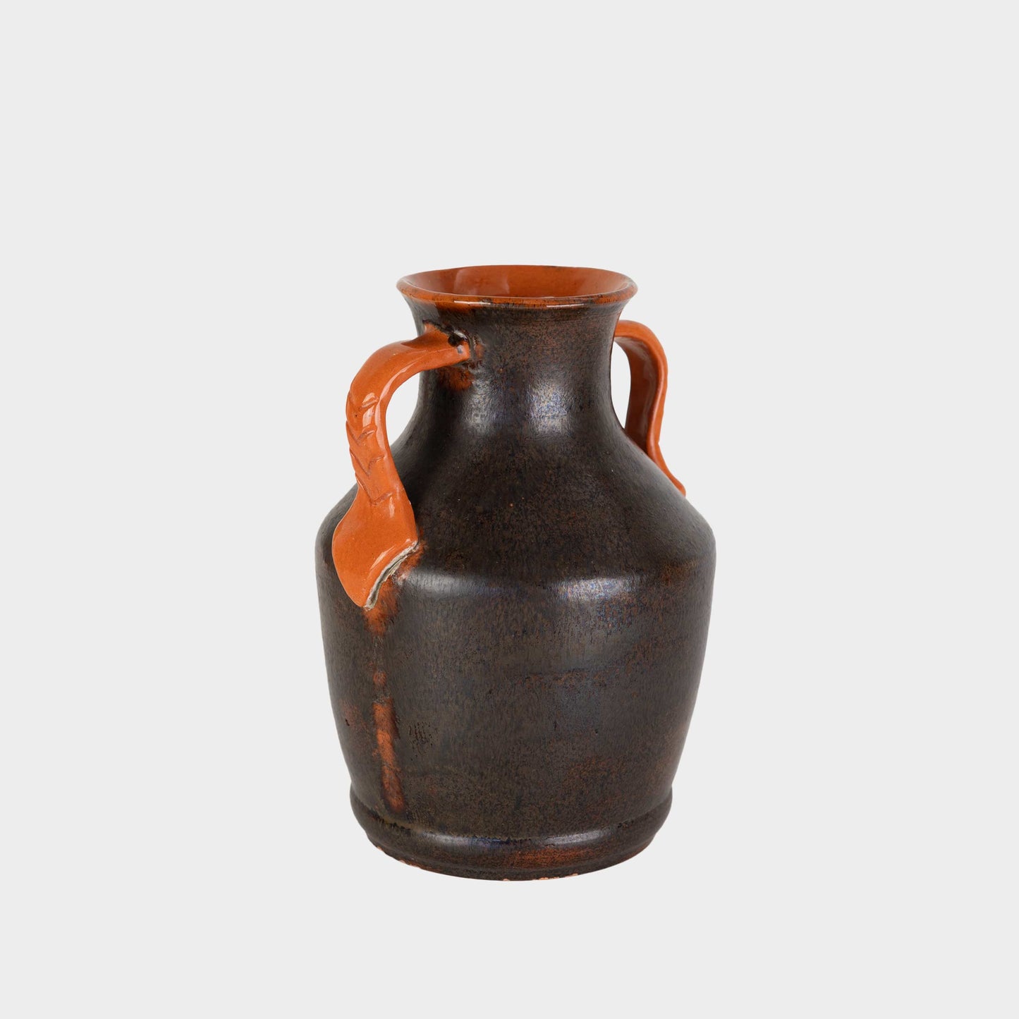 Vintage Orange Double Handled Vase