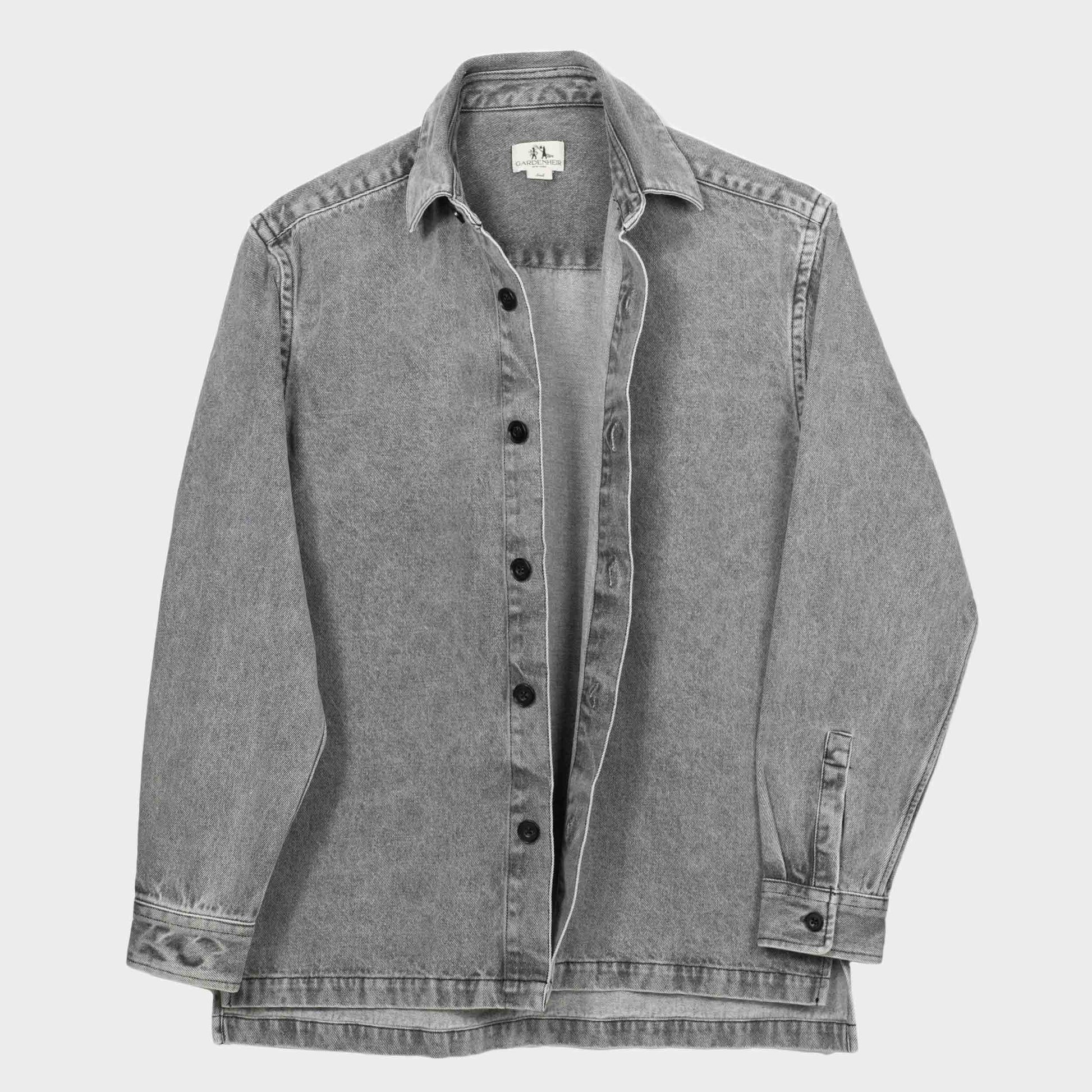 Japanese Denim Overshirt in Grey Denim