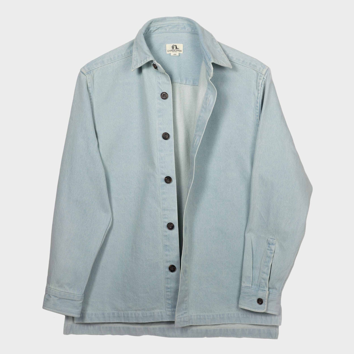 Japanese Denim Overshirt with Pockets in Light Denim