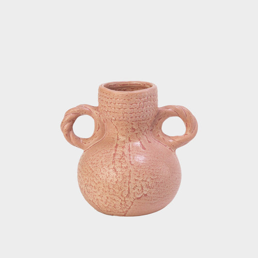Vintage Pink Double Handled Vase