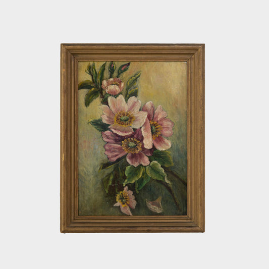 Antique Painting of Wild Roses, 1920s