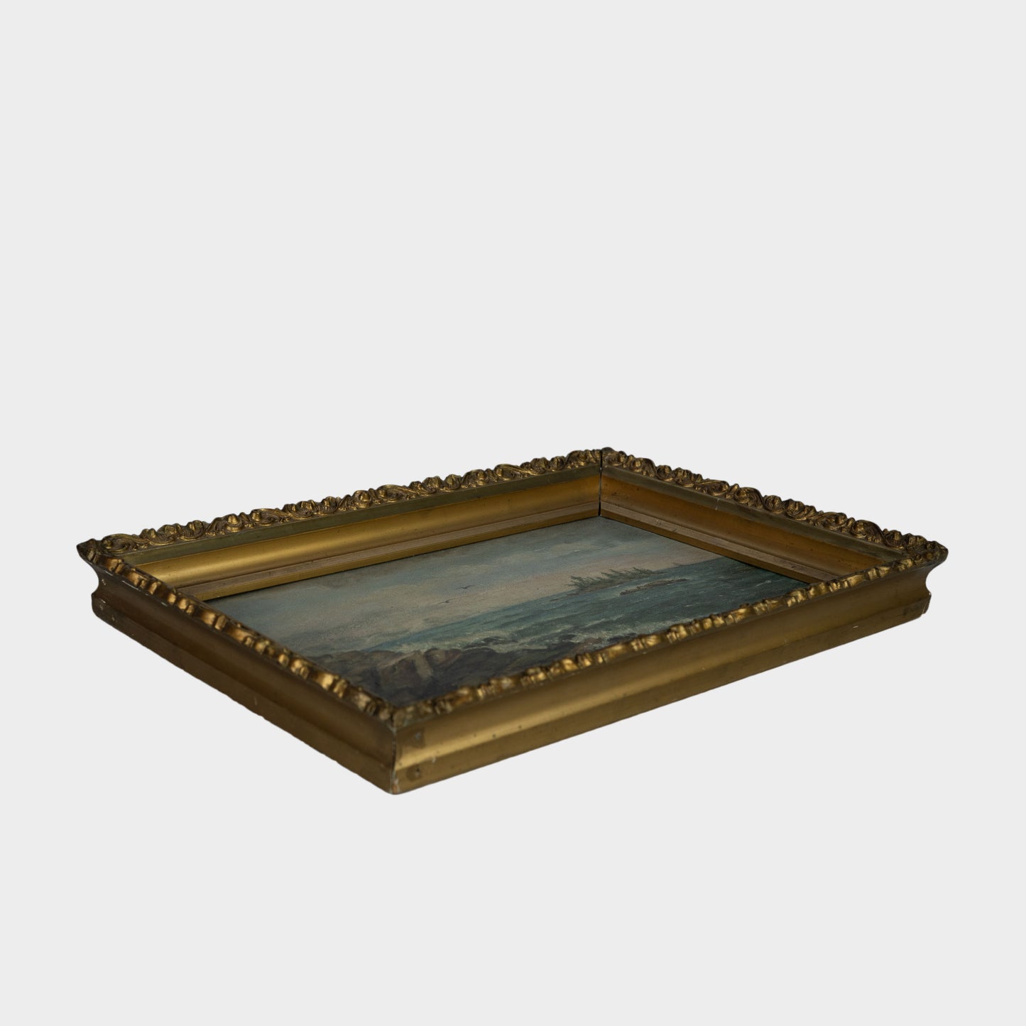 Antique Oil Painting of Lake, New York