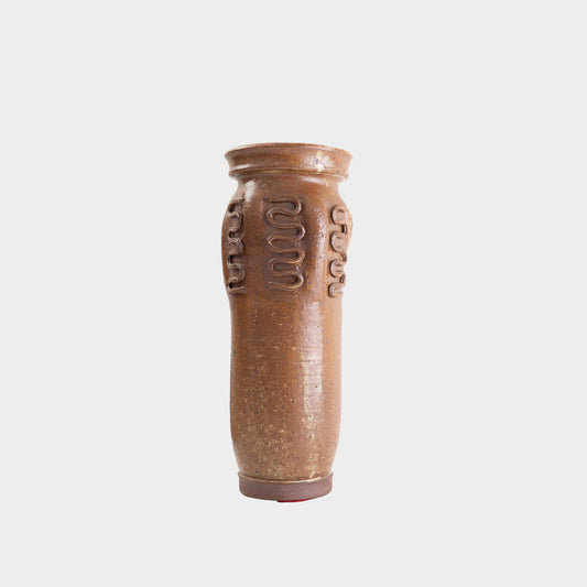 Vintage Ceramic Vase with Snake Squiggle Appliques