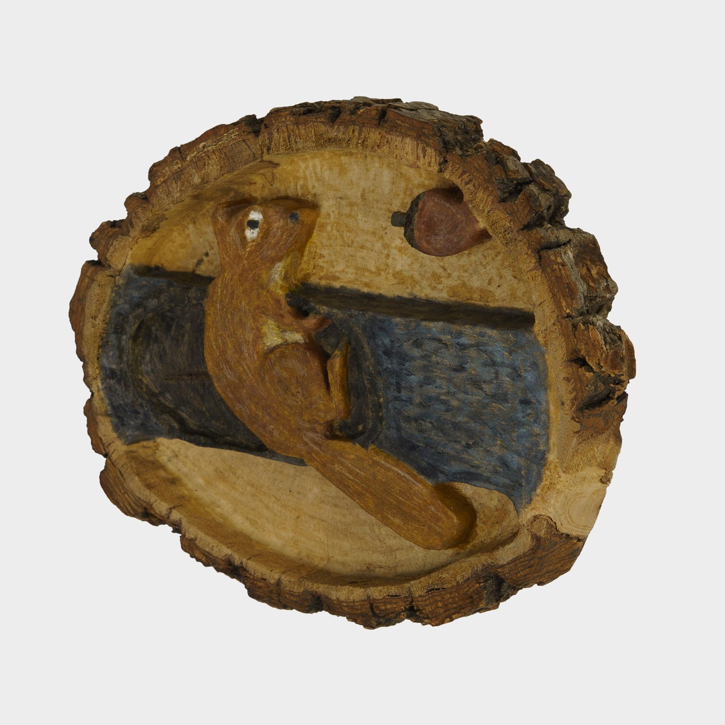 Vintage Folk Carved Squirrel Plaque