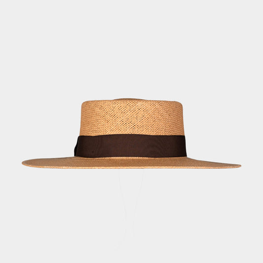 Handwoven Toquilla Straw hat in Wheat/ Walnut
