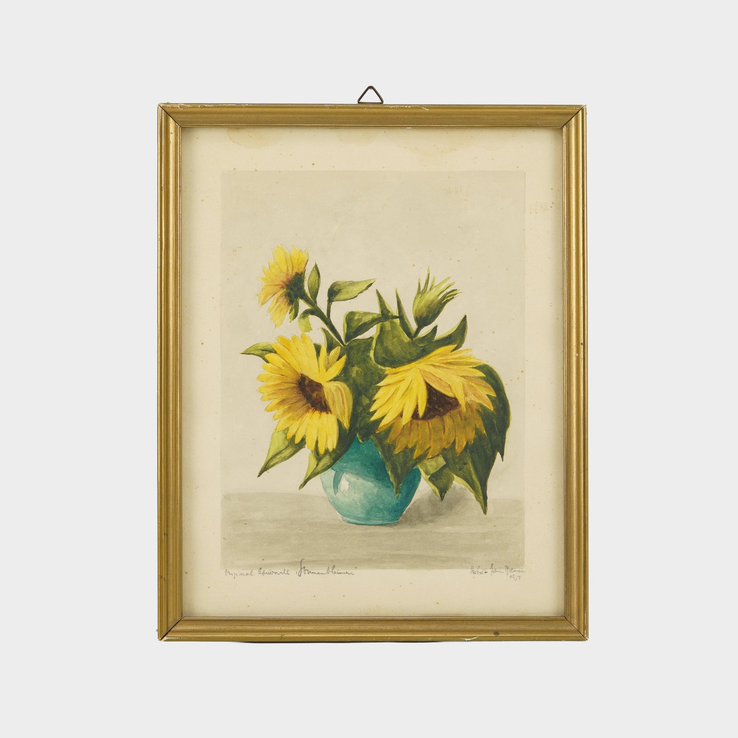 Antique Watercolor of Sunflowers, 1900s