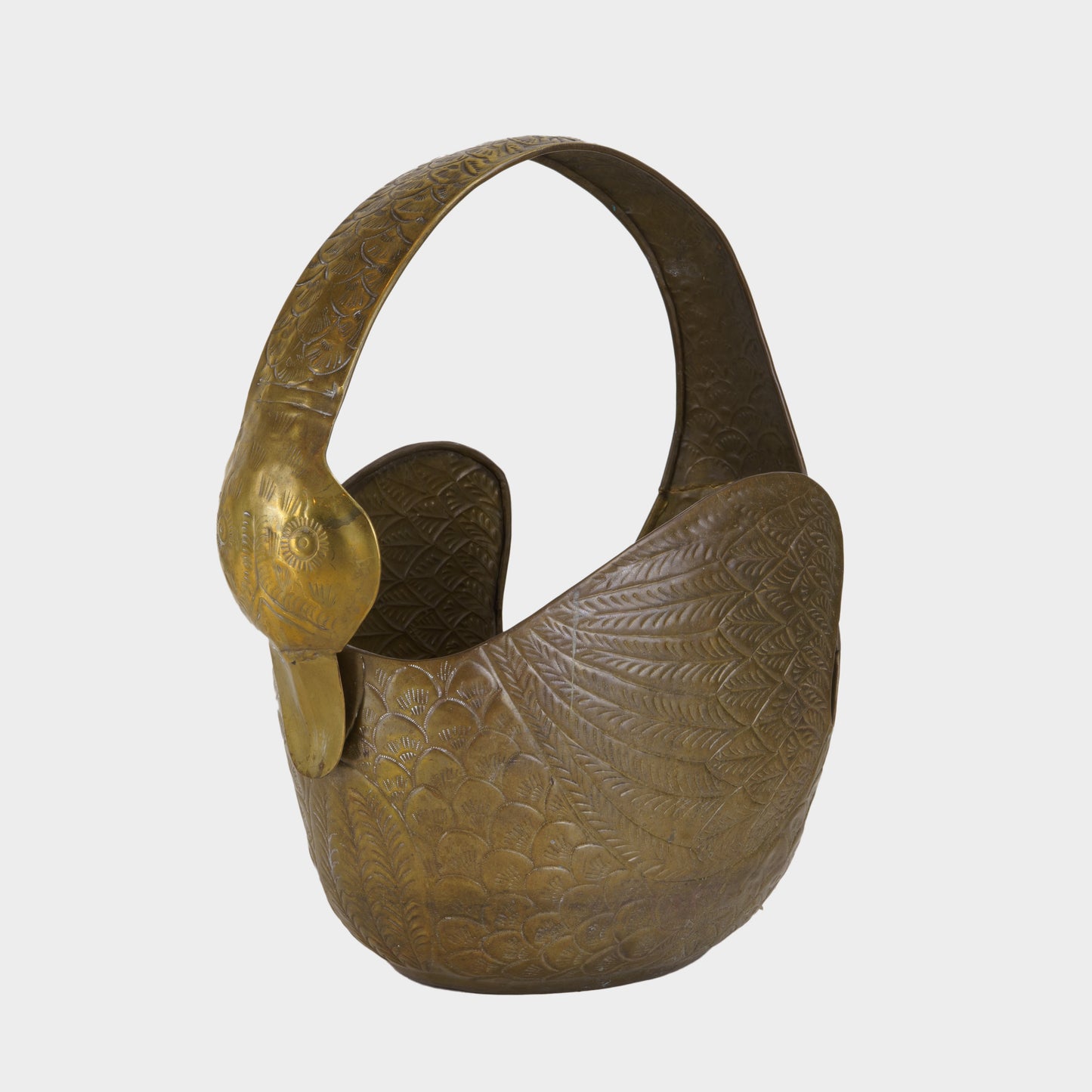 Vintage Brass Swan Basket