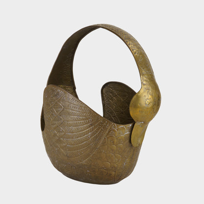 Vintage Brass Swan Basket