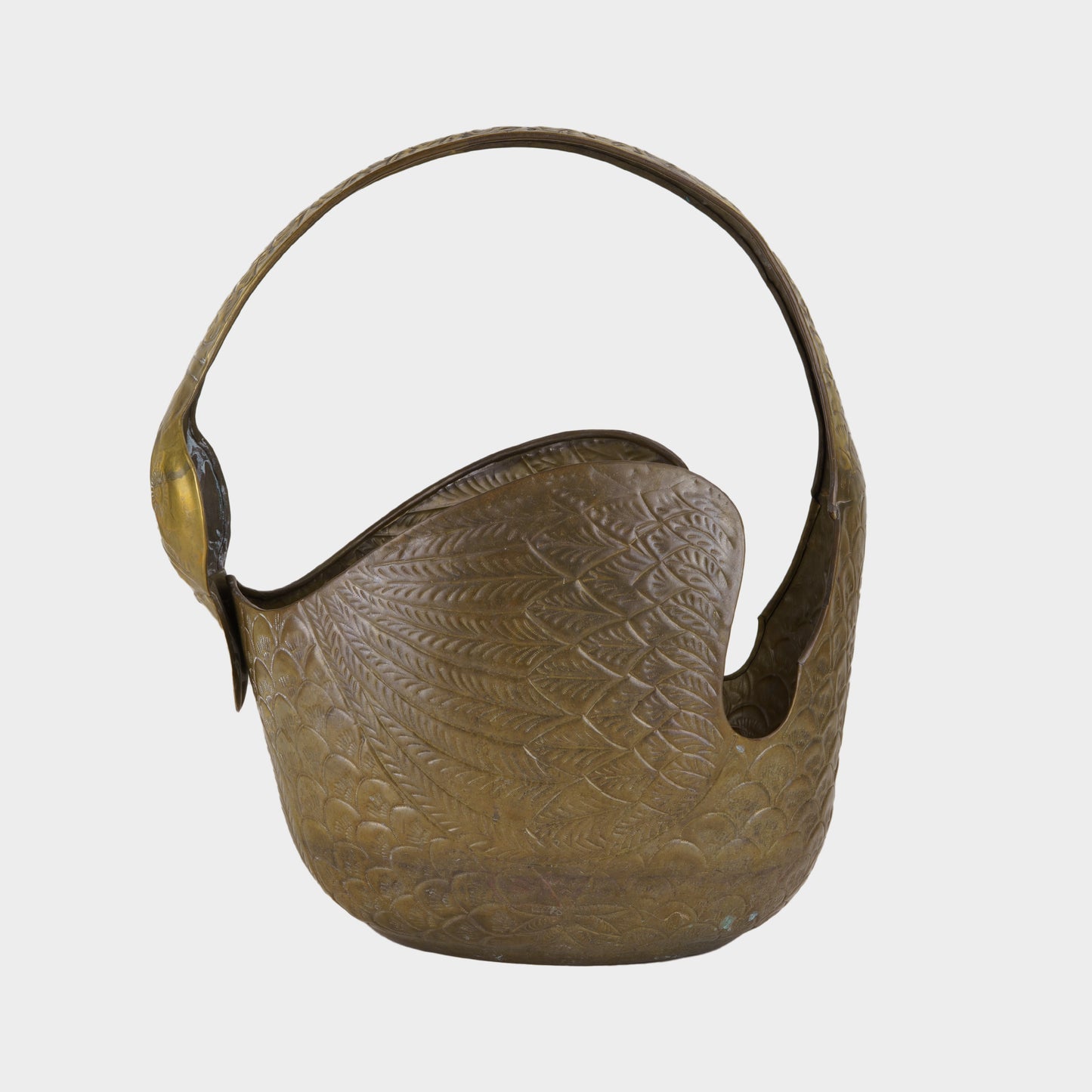 Vintage Brass Swan Basket