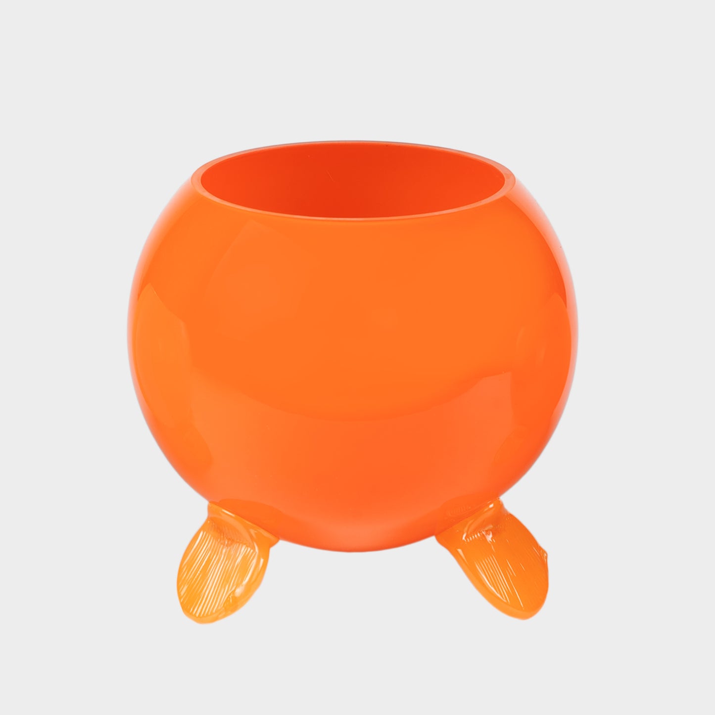 Hand Blown Footed Round Vase in Tangerine