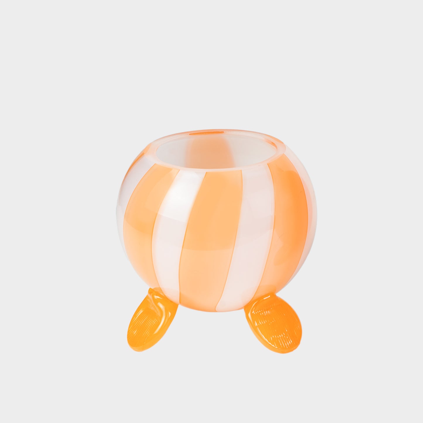 Hand Blown Footed Round Vase in Tangerine