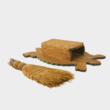 Vintage Oak Turtle Broom Holder Wall Hanging
