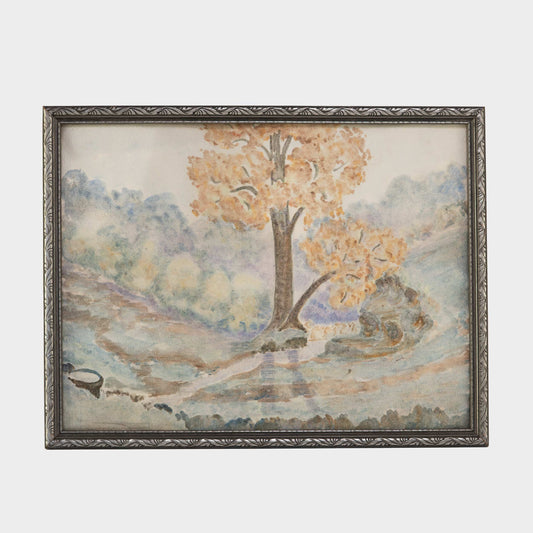 Vintage Watercolor Pastoral Painting, 1930s