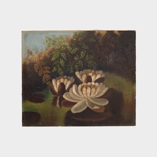 Antique Painting of Waterlilies